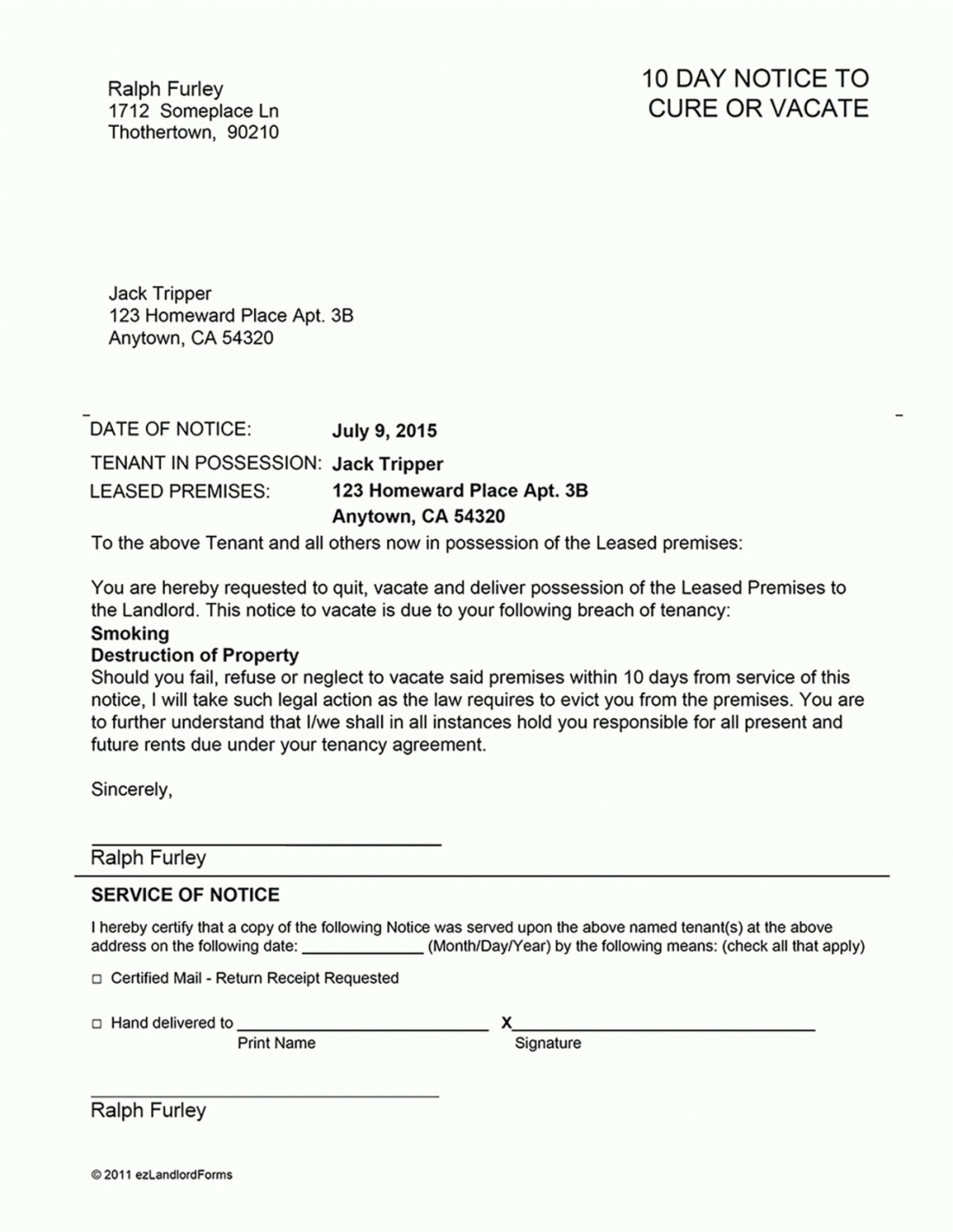 Landlord 30 Day Notice Template Pdf Sample