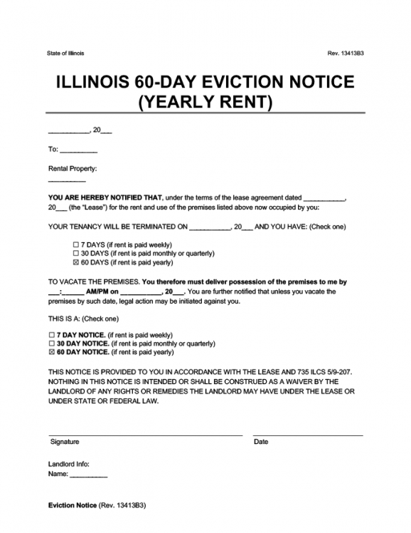 Lease 60 Day Notice Template Pdf