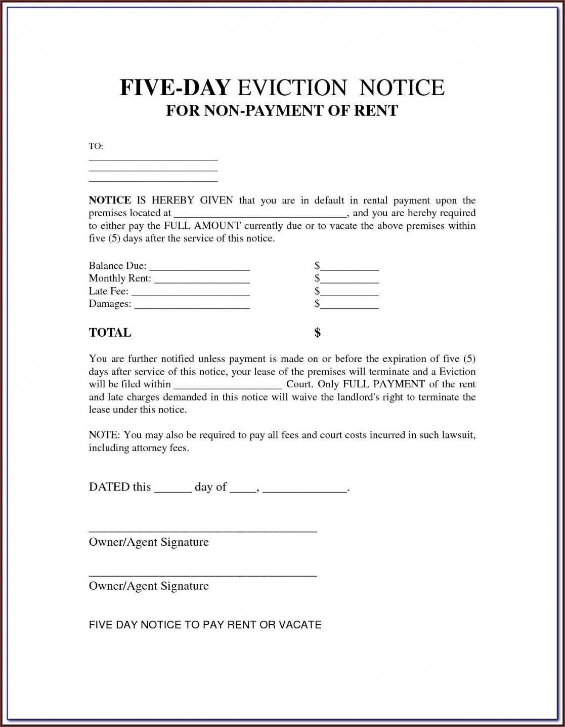 Michigan Eviction Notice Template Doc Sample Tacitproject