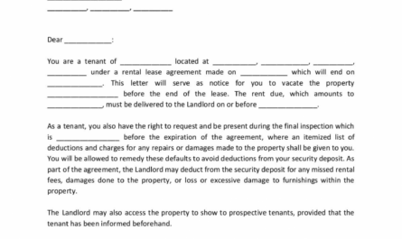 Notice Of Intention To Vacate Template Pdf Sample