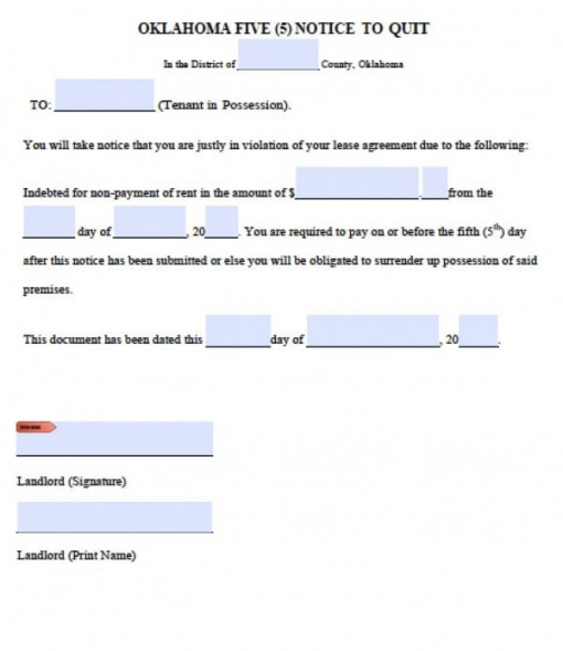 Notice To Pay Rent Or Quit Template Doc