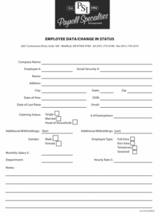 Payroll Change Notice Template Pdf Sample