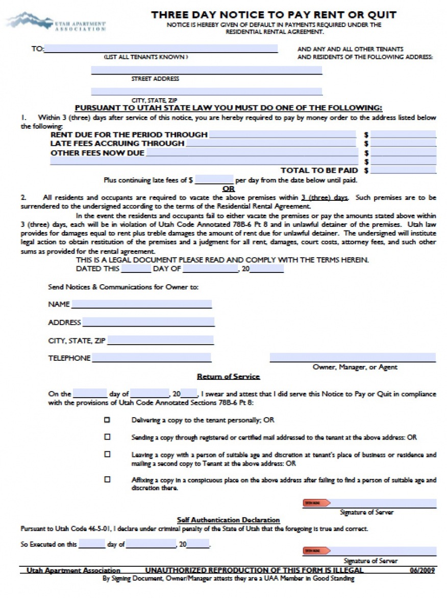 Printable 3 Day Notice Template Word Tacitproject