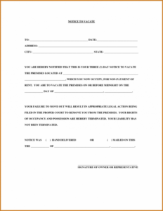 Printable 30 Day Notice To Vacate Template California Doc Example