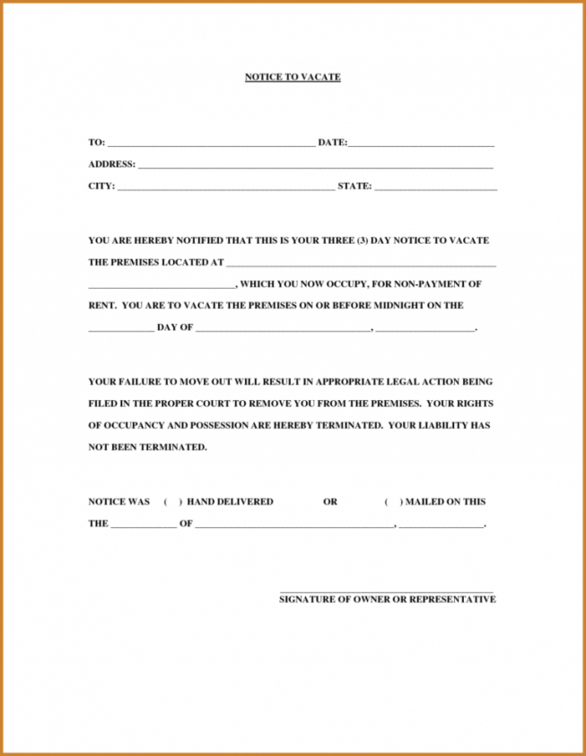 Printable 30 Day Notice To Vacate Template California Doc Example