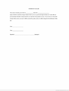 Printable Apartment 60 Day Notice Template Excel