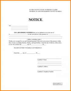 Printable Florida Eviction Notice Template Pdf Sample