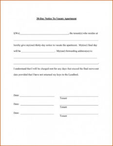 Printable Giving 30 Day Notice To Landlord Template Word