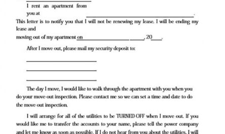 Printable Lease Ending Notice Template Excel