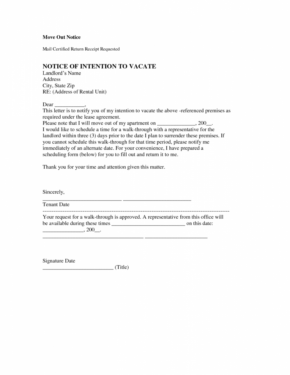 Printable Template For Notice To Vacate Apartment PDF Tacitproject