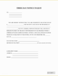Printable Texas 3 Day Notice To Vacate Template PDF Example - Tacitproject