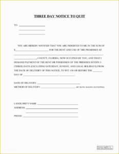Printable Texas 3 Day Notice To Vacate Template Pdf Example
