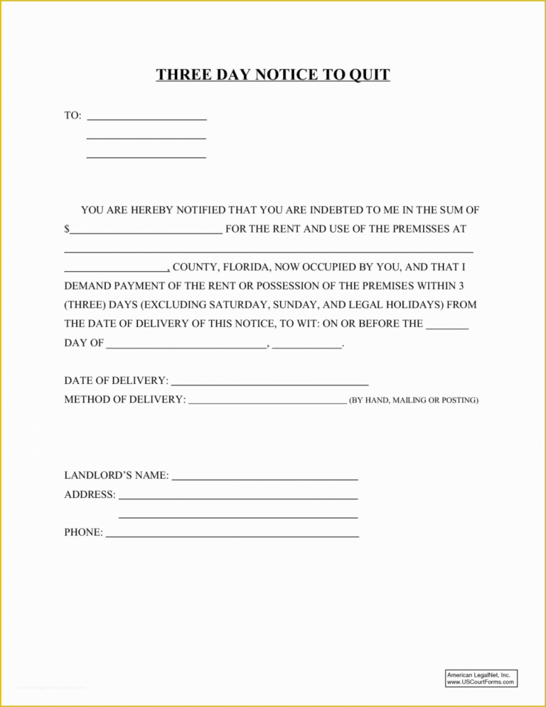 Printable Texas 3 Day Notice To Vacate Template PDF Example - Tacitproject