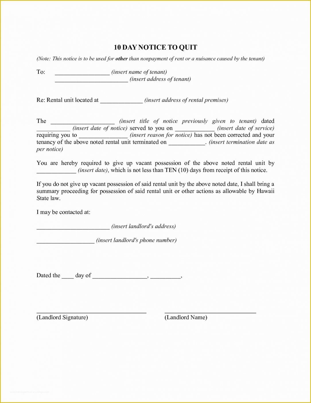 Professional 15 Day Eviction Notice Template Doc