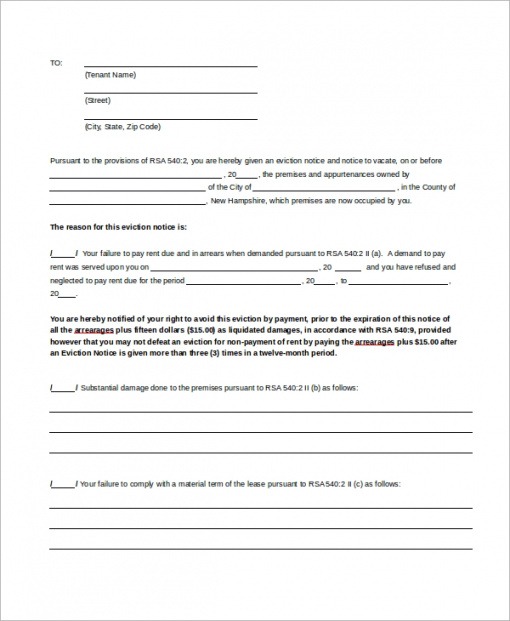 Professional 30 Day Notice Of Eviction Template Pdf