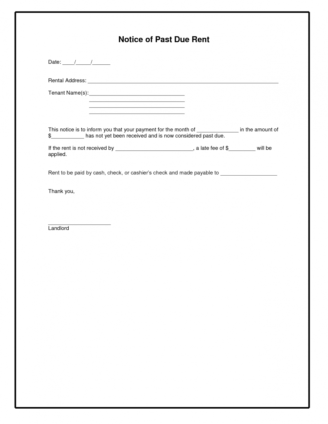 Professional Late Rent Notice Letter Template Doc Sample