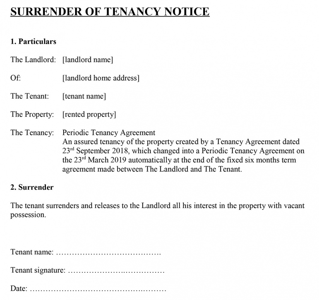 Professional Tenant Notice Letter Template Word Sample
