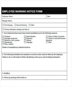 Template For Employee Warning Notice Pdf