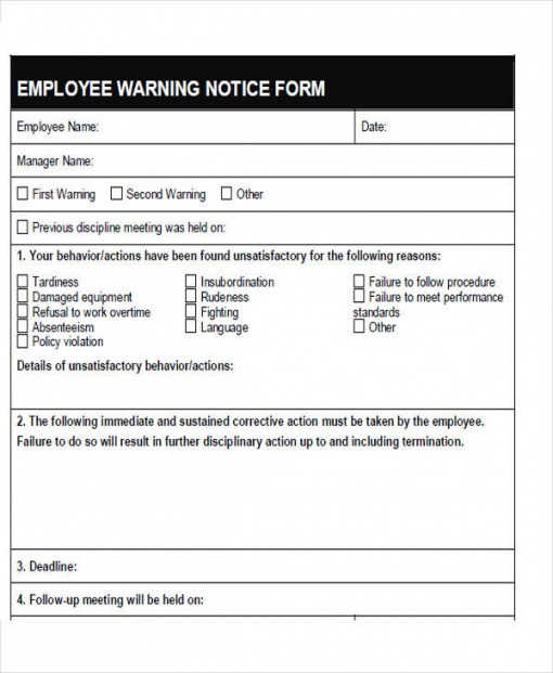 Template For Employee Warning Notice Pdf Tacitproject 0901