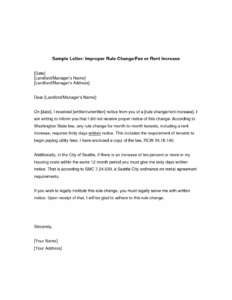 Commercial Rent Increase Notice Template Word Example