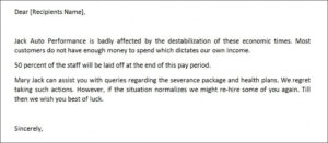 Costum Temporary Layoff Notice Template Excel Example