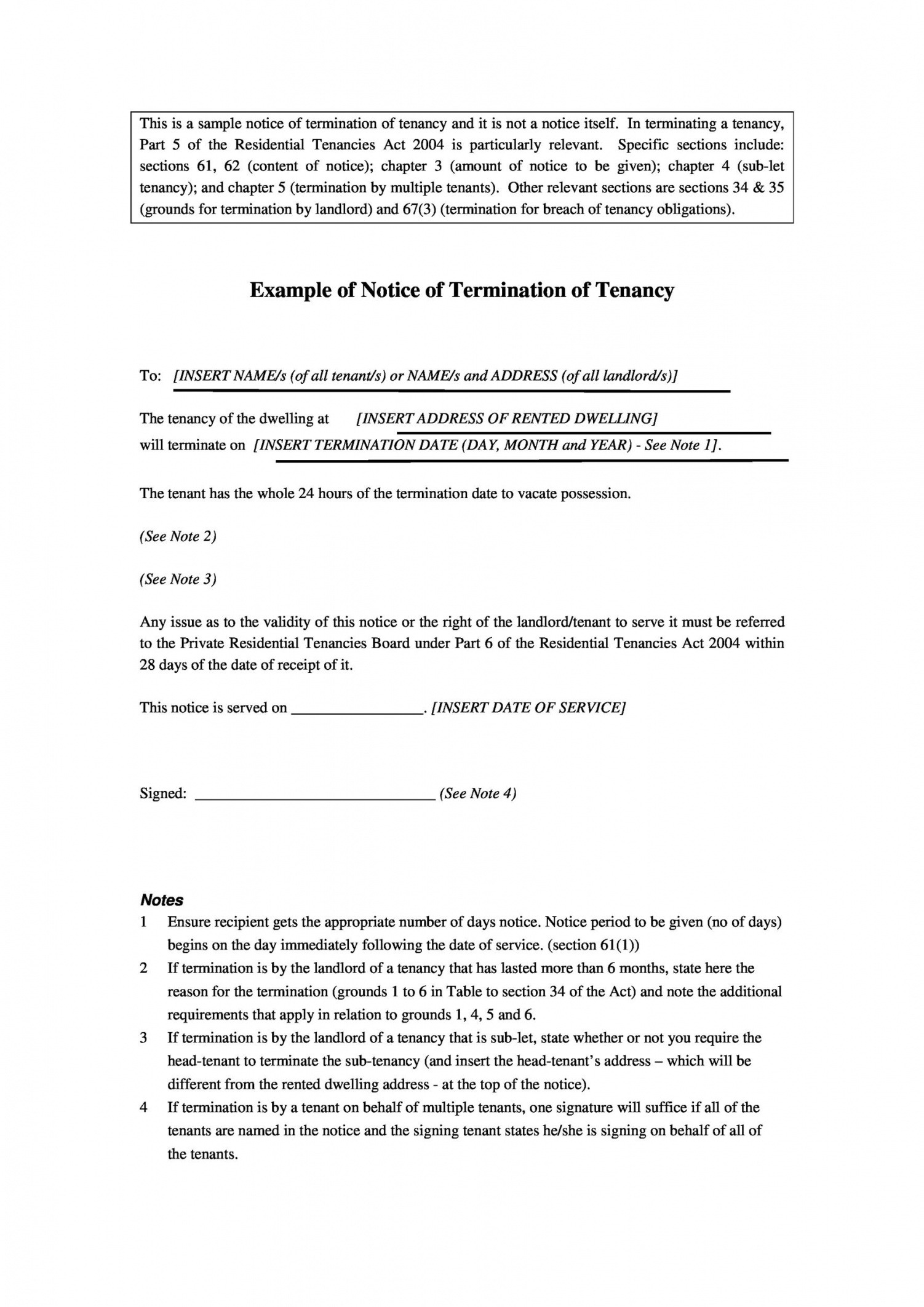 Professional End Of Tenancy Notice Template Excel