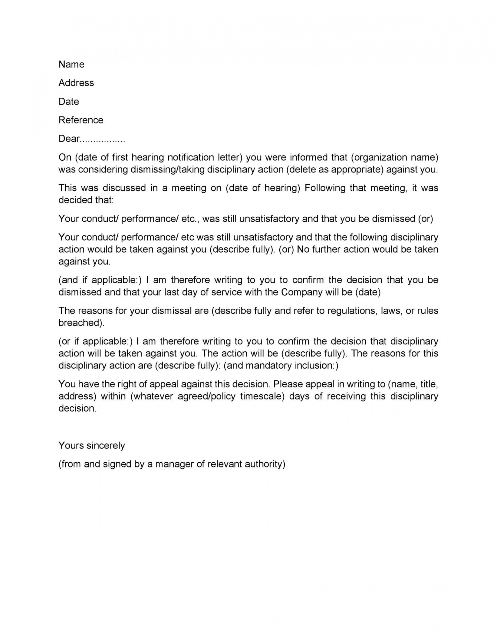 Professional Termination Of Employment Notice Template Doc Example 