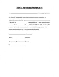 Professional Termination Of Tenancy Notice Template