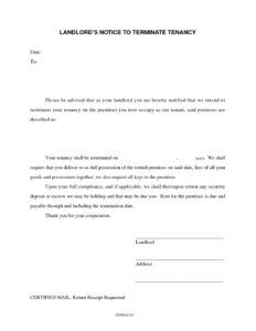 Professional Termination Of Tenancy Notice Template Doc