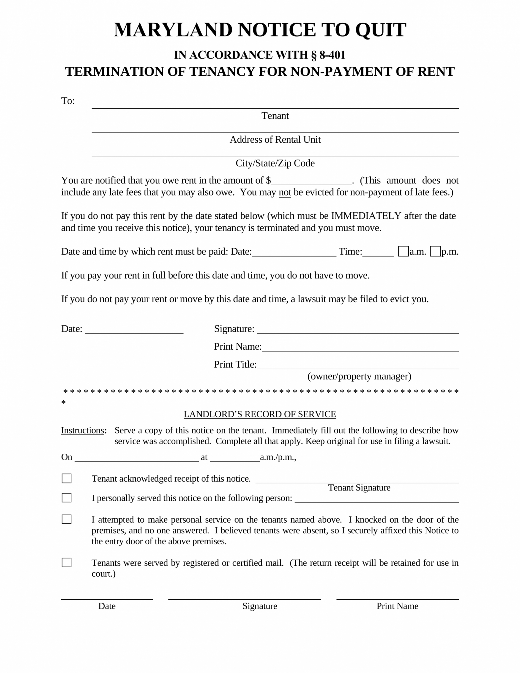 Editable 30 Day Late Rent Notice Template Word