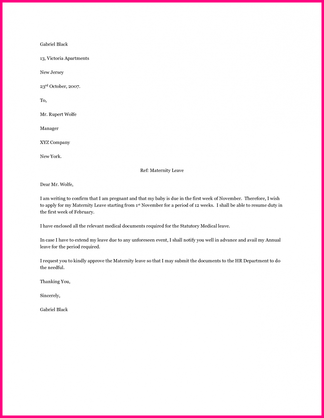 Leaving Job Notice Letter Template Word Example