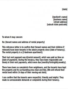 Personal Reference Letter For Landlord Sample Excel Example