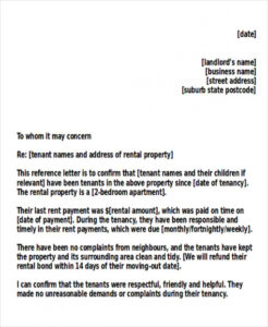 Personal Reference Letter For Landlord Sample Excel Example