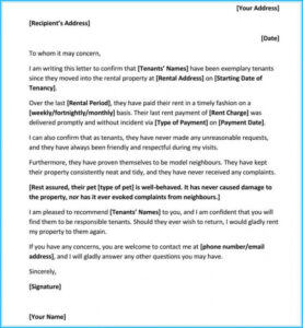 Printable Personal Reference Letter For Landlord Sample Pdf Sample