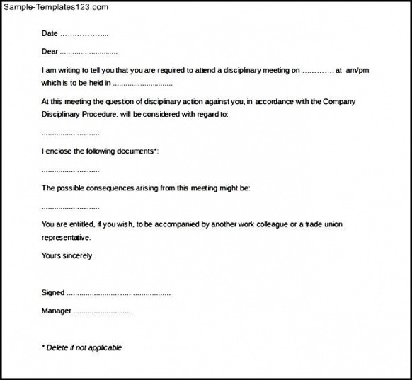 Best Disciplinary Notice Template  Sample