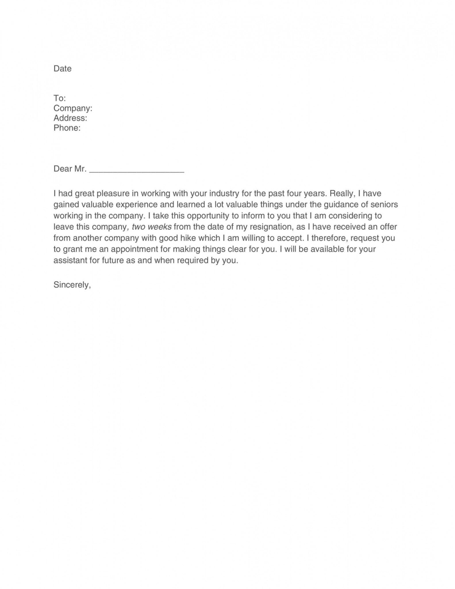 Editable Giving Notice Template Doc Example - Tacitproject