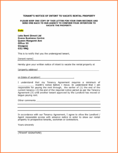 Editable Rental Leaving Notice Template Excel Example