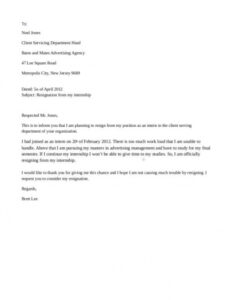 Handing In Notice Template Word Sample