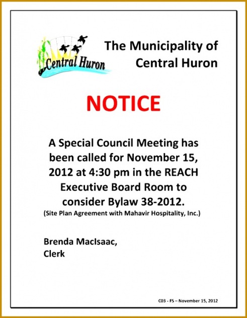 Printable Board Meeting Notice Template Pdf Example