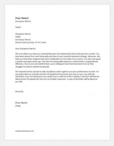 Printable Disciplinary Notice Template Doc Sample