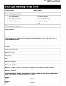 Professional Job Notice Template Excel Example