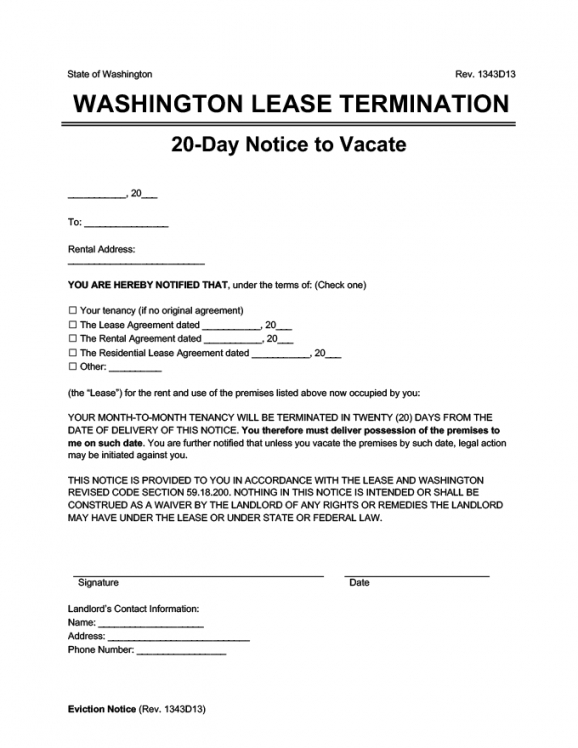 Professional Rental Leaving Notice Template Word Example