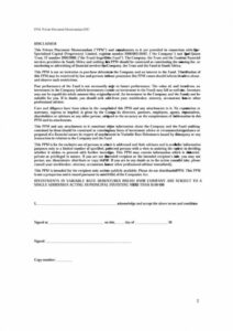 Costum Private Placement Memorandum Template Doc