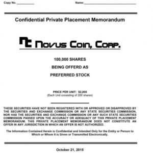 Costum Private Placement Memorandum Template Doc