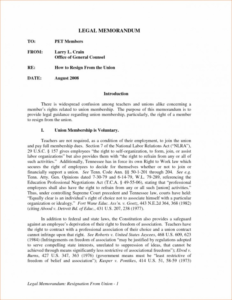 Editable Law Office Memorandum Template Word Example