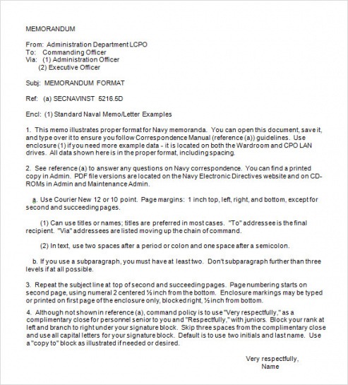 Free Department Of The Army Memorandum Template Doc Sample