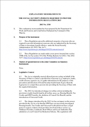 Free Explanatory Memorandum Template Excel Sample