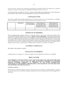 Offering Memorandum Template Excel Sample