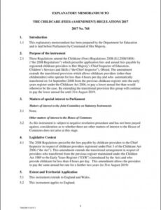 Printable Explanatory Memorandum Template Word Sample