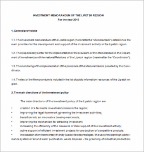 Printable Standard Memorandum Template Excel Example